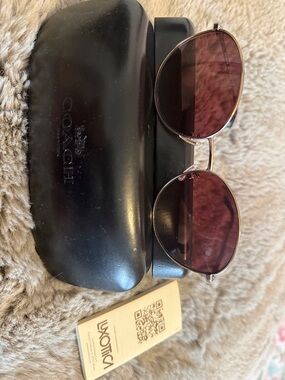 Coach Gold Frame Sunglasses with Pink Lenses